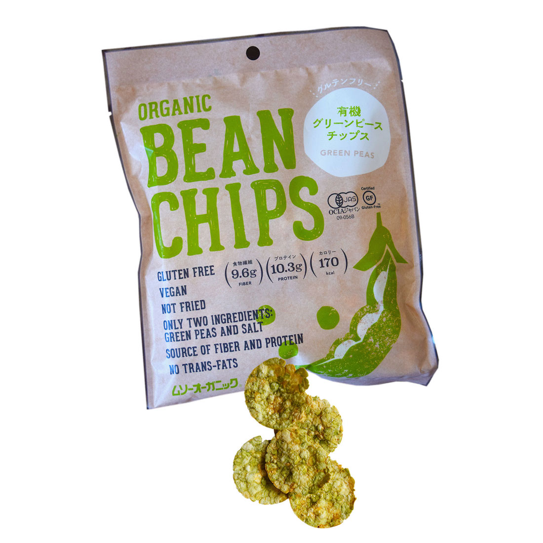 pea chips, healthy snacks Japan