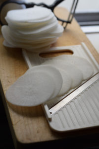 daikon slices to make keto potstickers