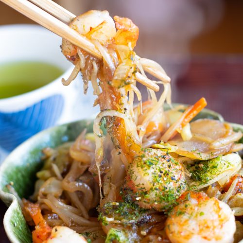 moyashi bean sprouts with shrimp