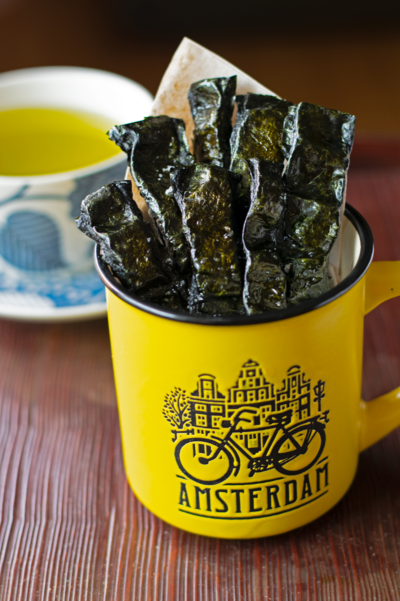 nori seaweed chips in a cup