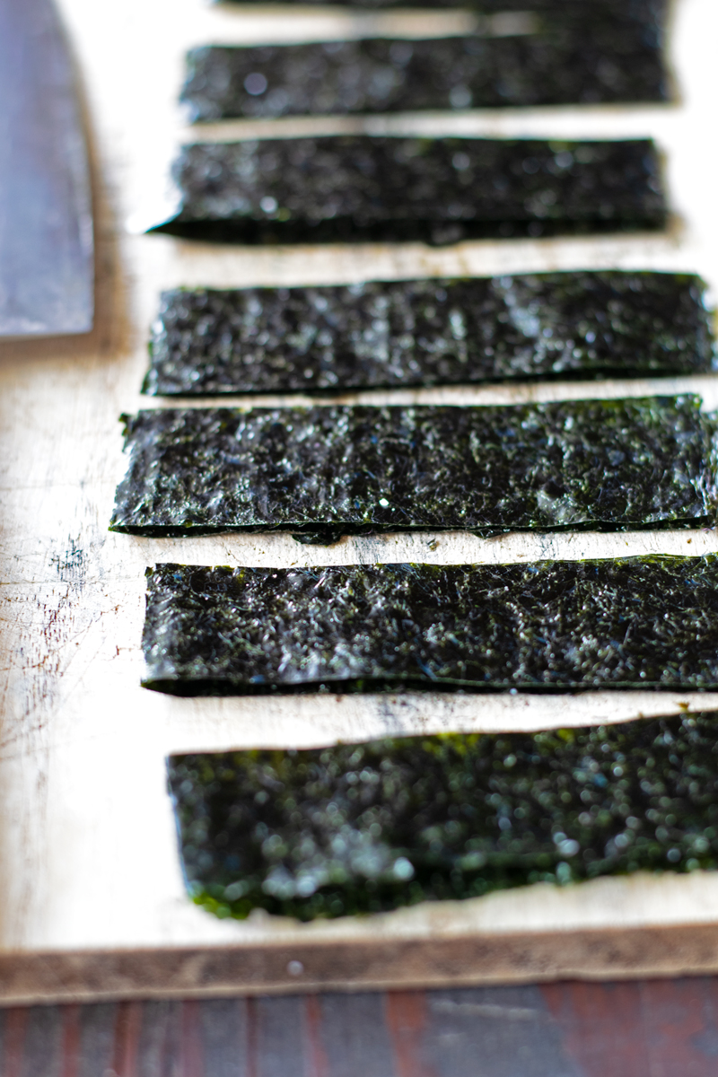 cut slices of nori seaweed