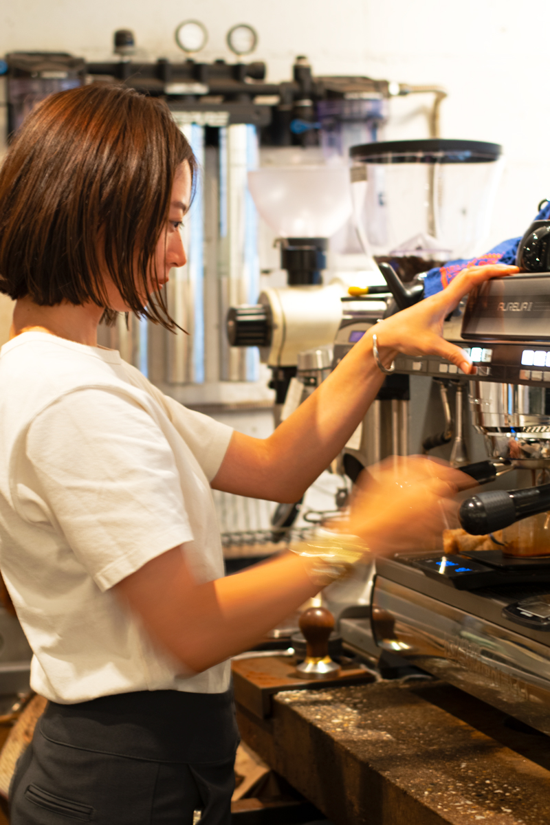 barista making coffee at Lattest Cafe in Omotesando