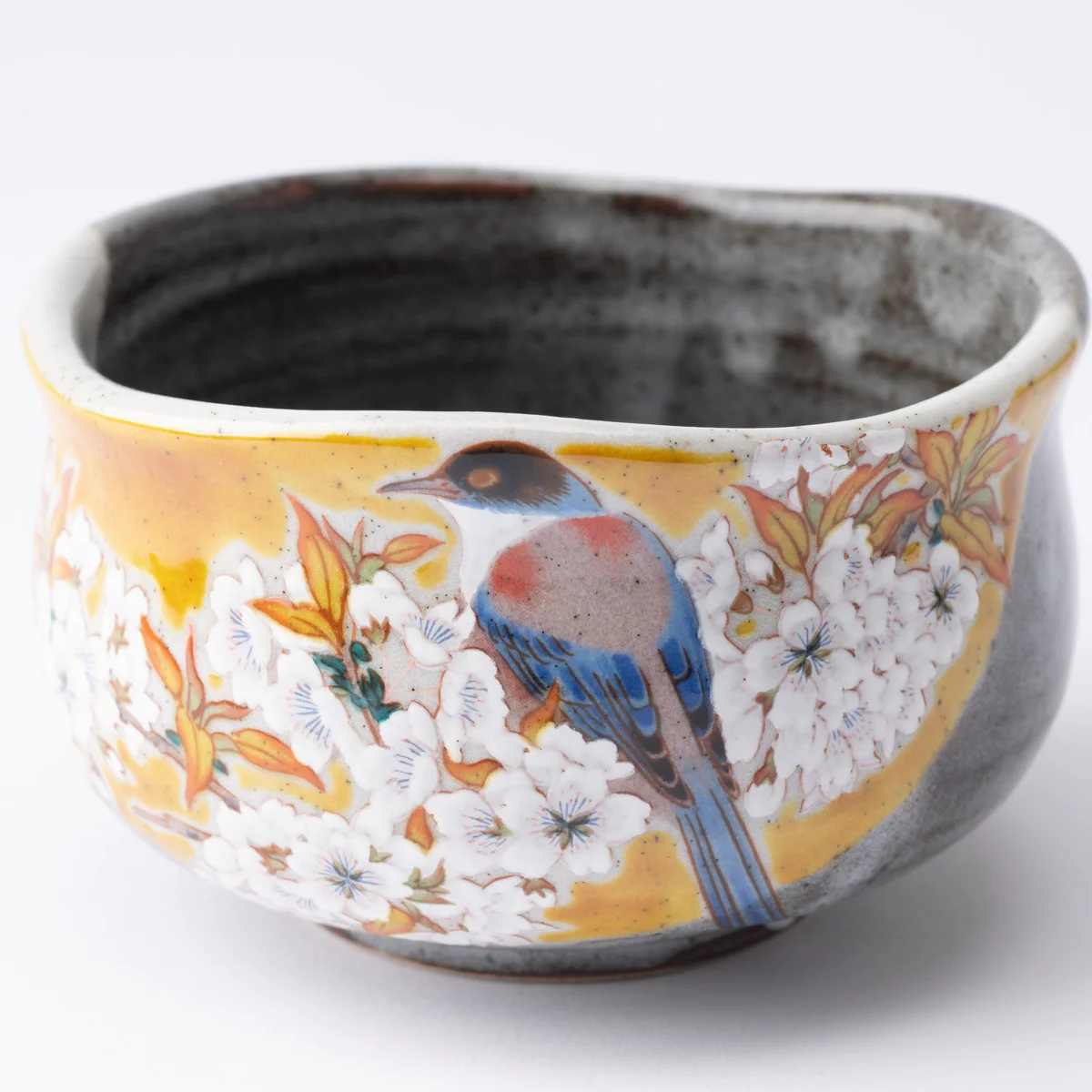 chawan tea bowl with bird and sakura picture