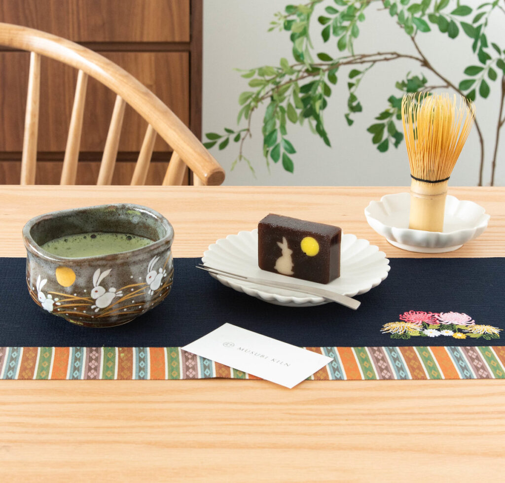 chawan tea bowl with matcha and Japanese sweets 
