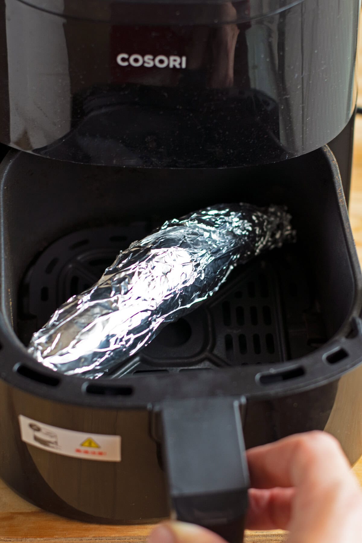 Japanese sweet potato (satsumaimo) inside air fryer basket.