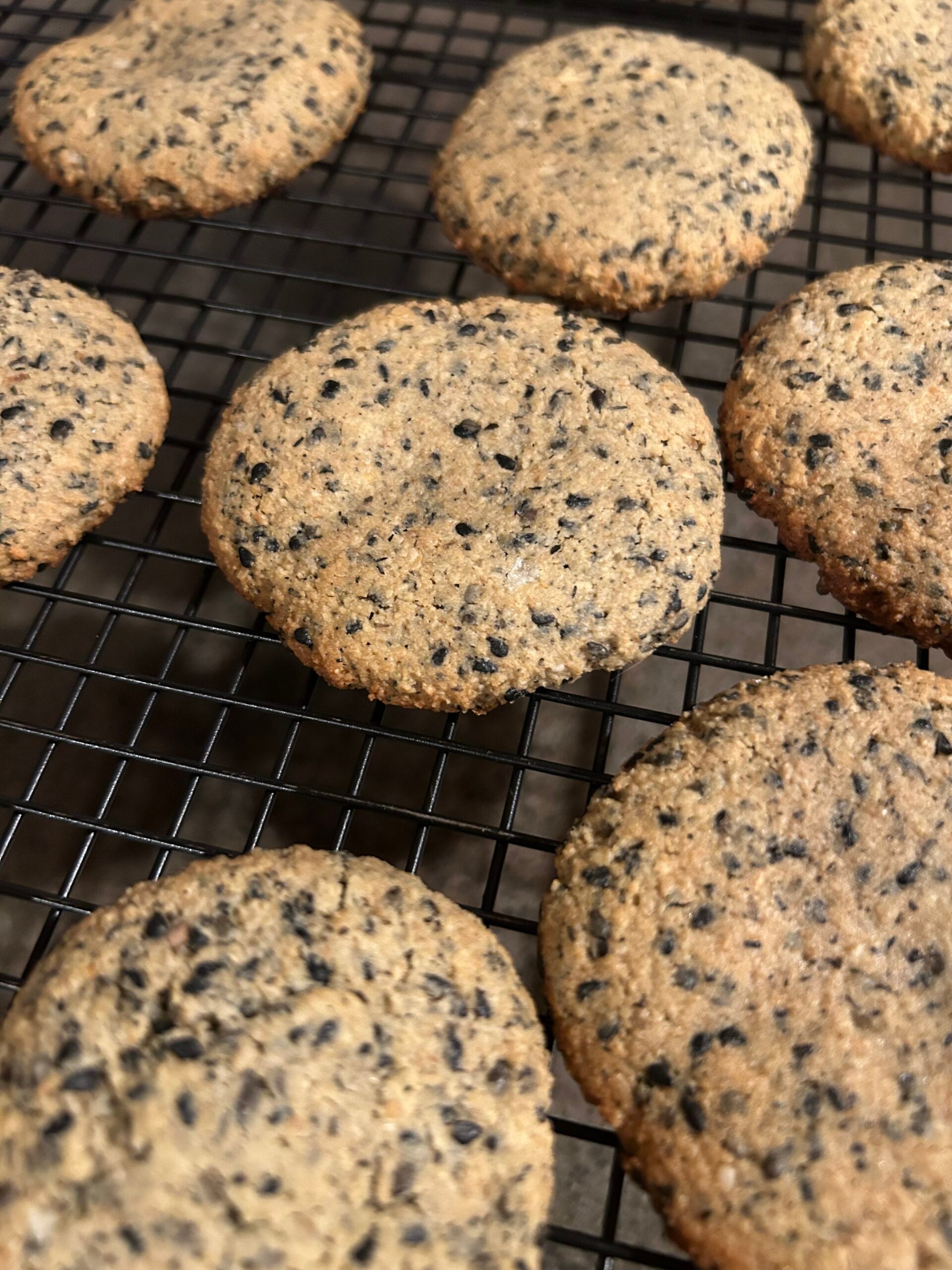 Healthy Japanese cookies cooling a cooling rack.